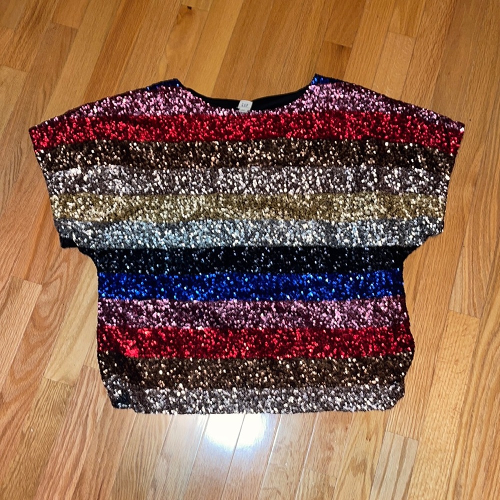 GAP NWOT❗️2017 Vintage Sequin Striped Dolman Sleeve Top - Picture 2 of 9